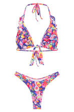 Load image into Gallery viewer, Two piece bikini set front tie Flower print ruffle
