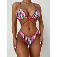 Load image into Gallery viewer, Two piece bikini sexy hot crossed rainbow print set
