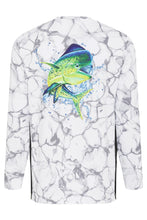 Load image into Gallery viewer, Fishing shirt White marble print crew neck High performance long sleeve
