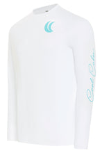 Load image into Gallery viewer, Fishing shirt White with SeaFoam logo crew neck shirt
