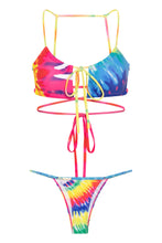 Load image into Gallery viewer, Two piece bikini sexy hot crossed strappy rainbow print colors
